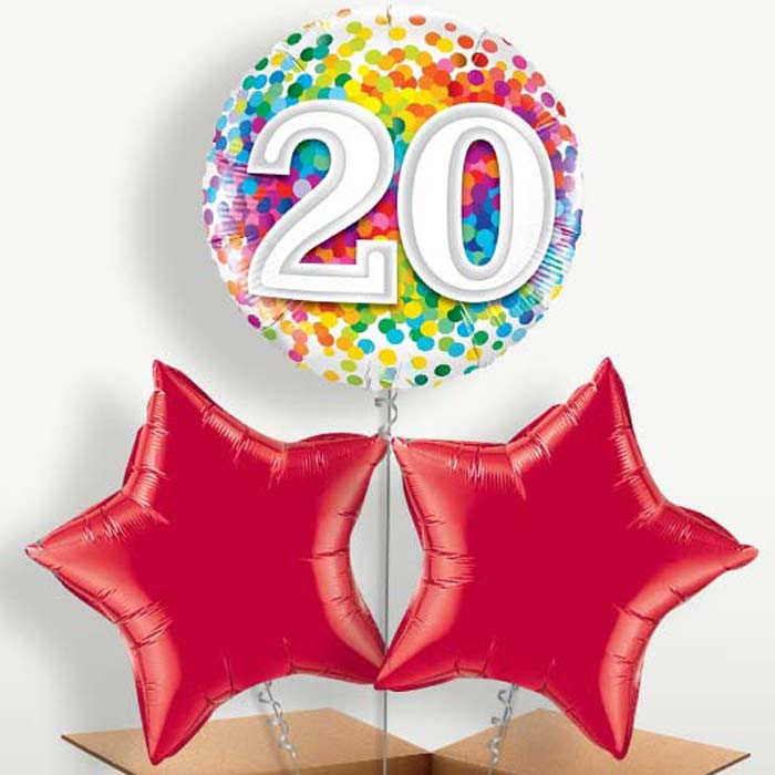 Multicoloured 20th Birthday Balloon Bunches | Party Save Smile