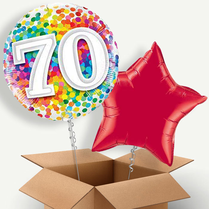 Colourful Confetti 70th Helium Balloon Duo | Party Save Smile