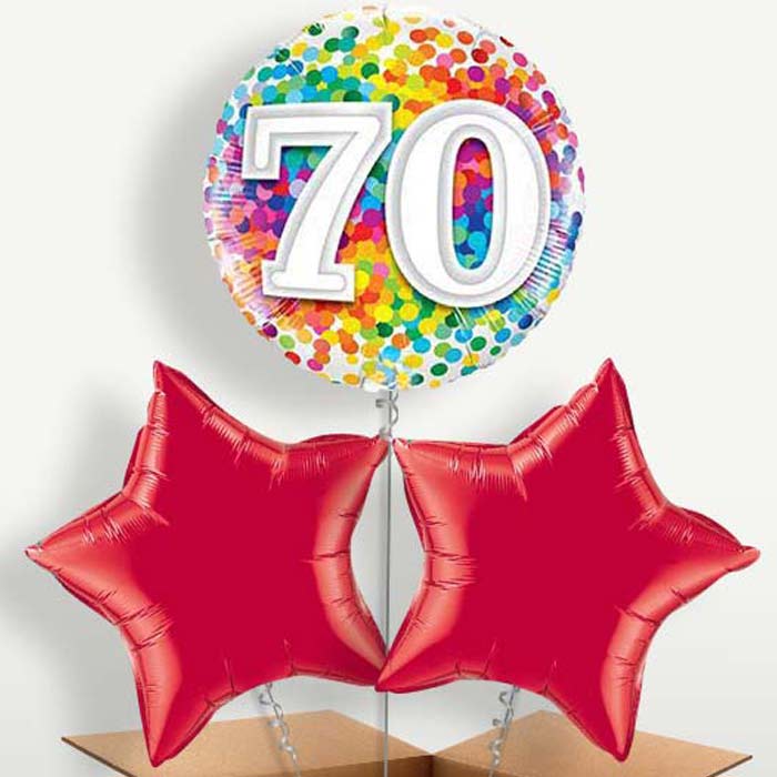 Colourful Confetti 70th Bunch of Balloons | Party Save Smile