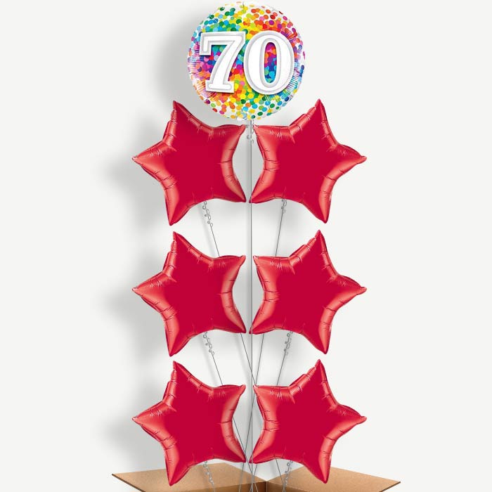 Colourful Confetti 70th Helium Balloon Arrangement | Party Save Smile