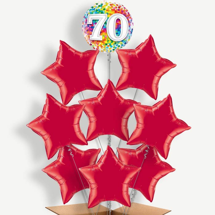 Colourful Confetti 70th Helium Balloon Bundle | Party Save Smile
