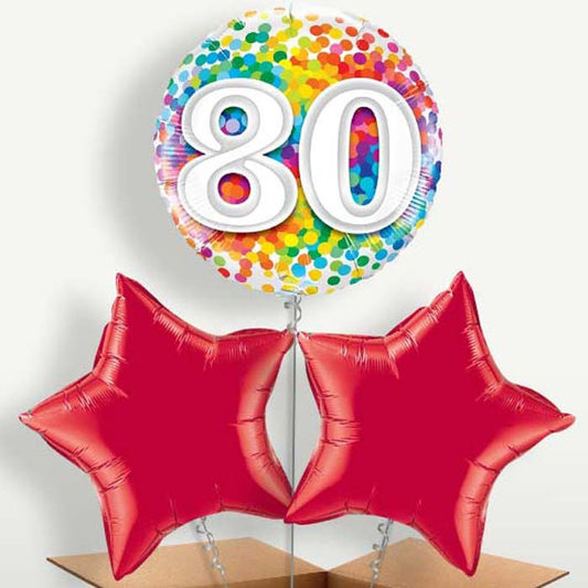 Colourful Confetti 80th Birthday Bunch of Balloons | Party Save Smile