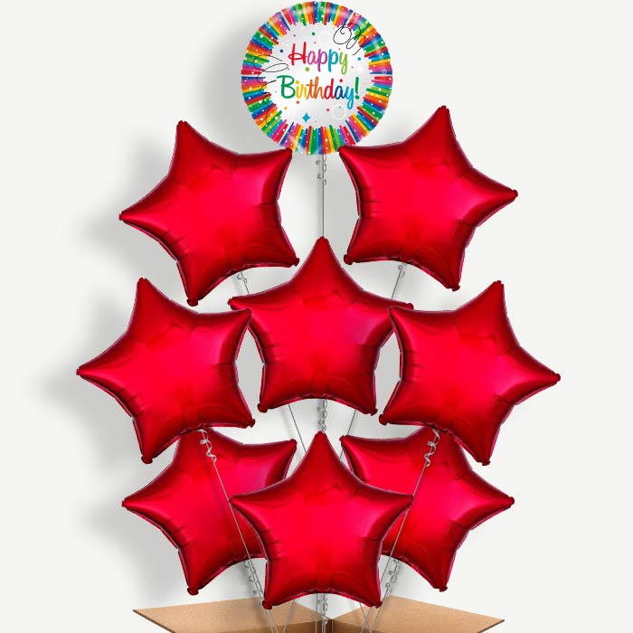 Rainbow Ribbons Happy Birthday Helium Balloon Bundle | Party Save Smile