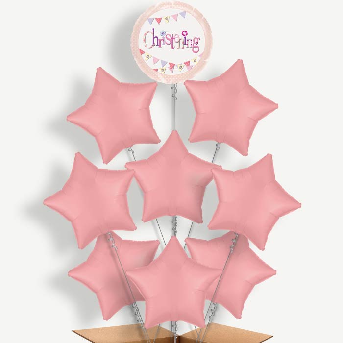 Christening Pink Bunting Helium Balloon Bundle | Party Save Smile