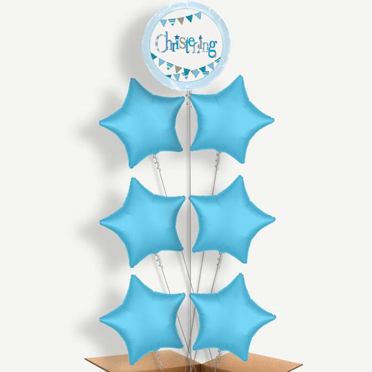 Christening Blue Bunting Helium Balloon Arrangement | Party Save Smile