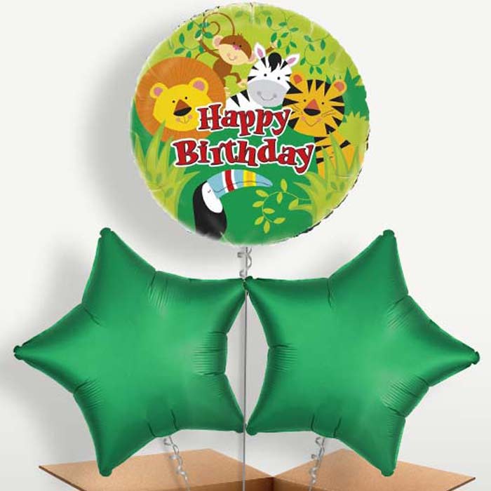 Jungle Birthday Balloon Bunches inflated with Helium | Party Save Smile