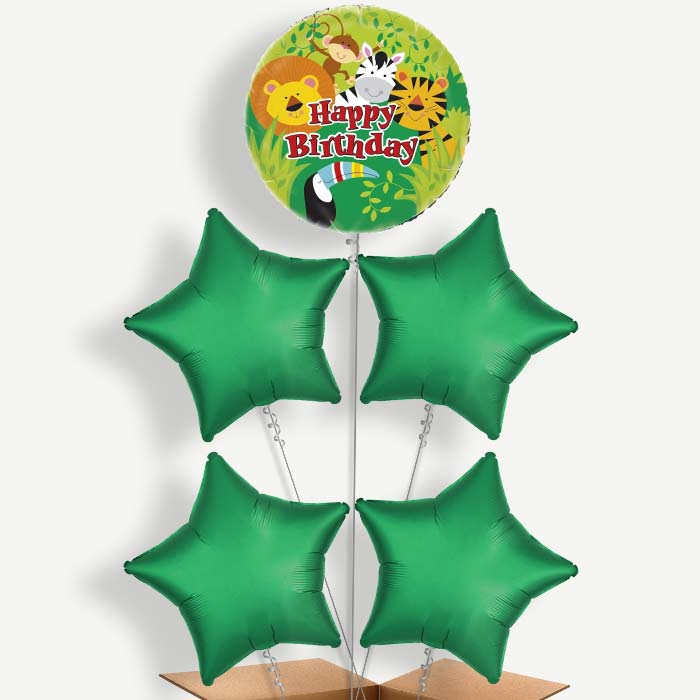 Jungle Birthday Balloon Clusters Inflated with Helium | Party Save Smile