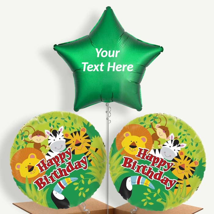 Personalisable Jungle Birthday Helium Balloons | Party Save Smile