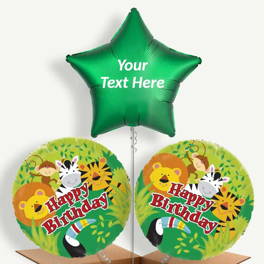Personalisable Jungle Birthday Helium Balloons | Party Save Smile