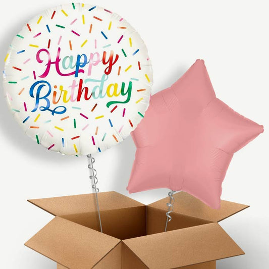 Sprinkle Happy Birthday Helium Balloon Couple | Party Save Smile