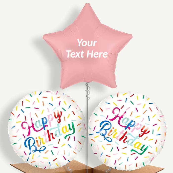 Personalisable Sprinkle Happy Birthday Helium Balloons | Party Save Smile