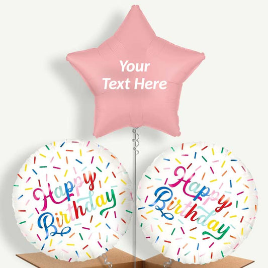 Personalisable Sprinkle Happy Birthday Helium Balloons | Party Save Smile