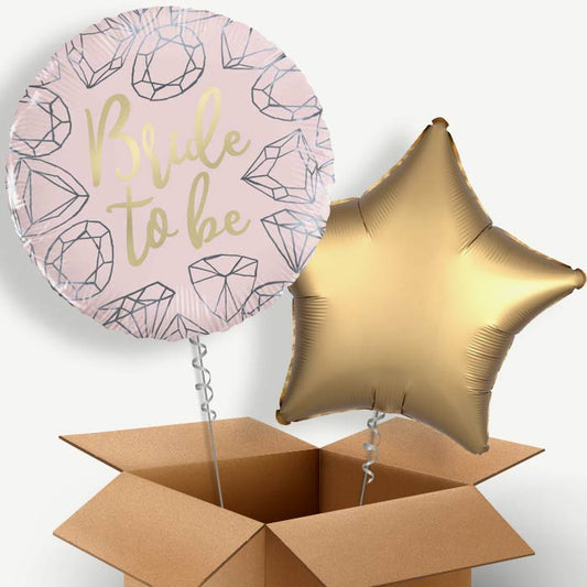 Pink Diamond Bride to Be Helium Balloon Couple | Party Save Smile