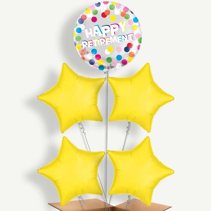 Colourful Happy Retirement Helium Cluster Balloons | Party Save Smile