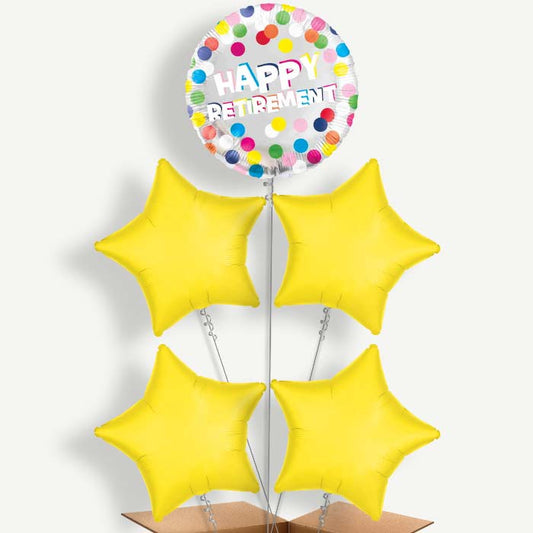 Colourful Happy Retirement Helium Cluster Balloons | Party Save Smile