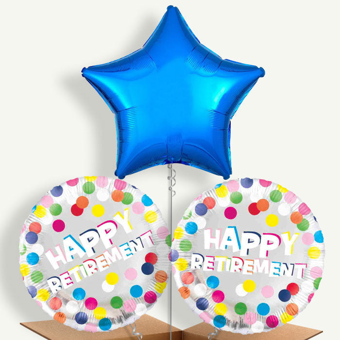 Personalised Retirement Helium Balloons in a Box - Balloon Trio | Party Save Smile