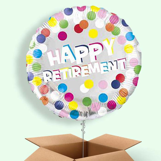 Colourful Happy Retirement Balloon in a Box