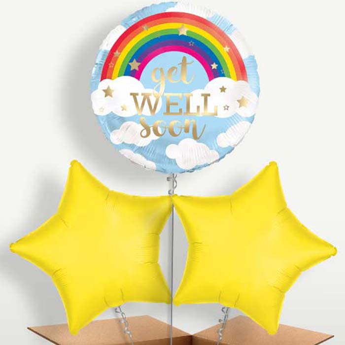 Rainbow Get Well Soon Trio Balloon Bunch | Party Save Smile