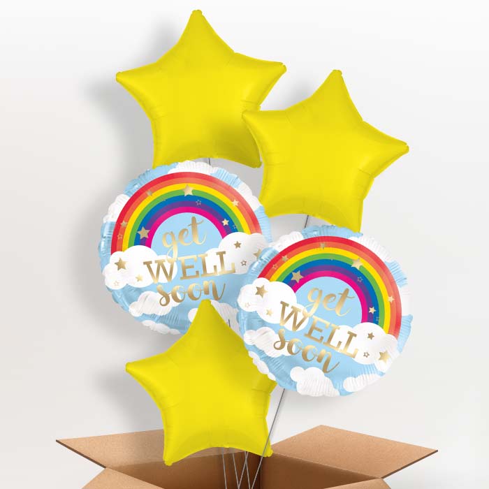 Rainbow Get Well Soon Helium Balloon in a Box - 5 Balloons | Party Save Smile