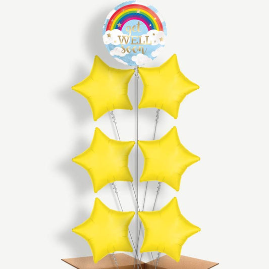 Rainbow Get Well Soon Helium Balloon Arrangement | Party Save Smile