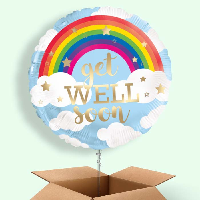 Rainbow Get Well Soon Helium Balloon in a Box - 1 Balloon | Party Save Smile