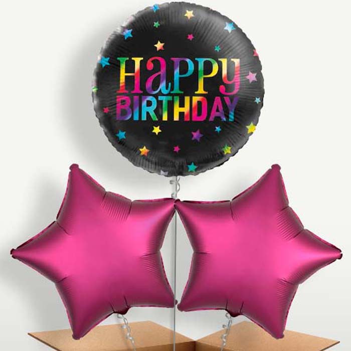 Black Rainbow Happy Birthday Bunch of Balloons | Party Save Smile
