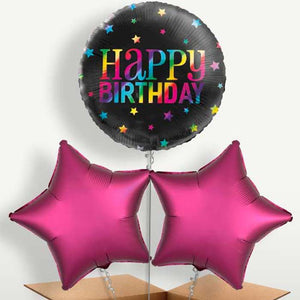 Black Rainbow Happy Birthday Bunch of Balloons (Trio)