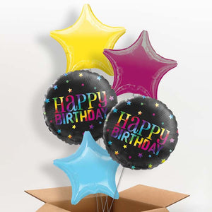 Black Rainbow Happy Birthday Helium Balloon in a Box