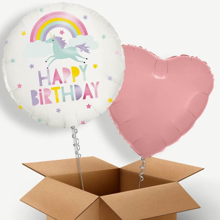 Rainbow Unicorn Birthday Helium Balloon Couple | Party Save Smile