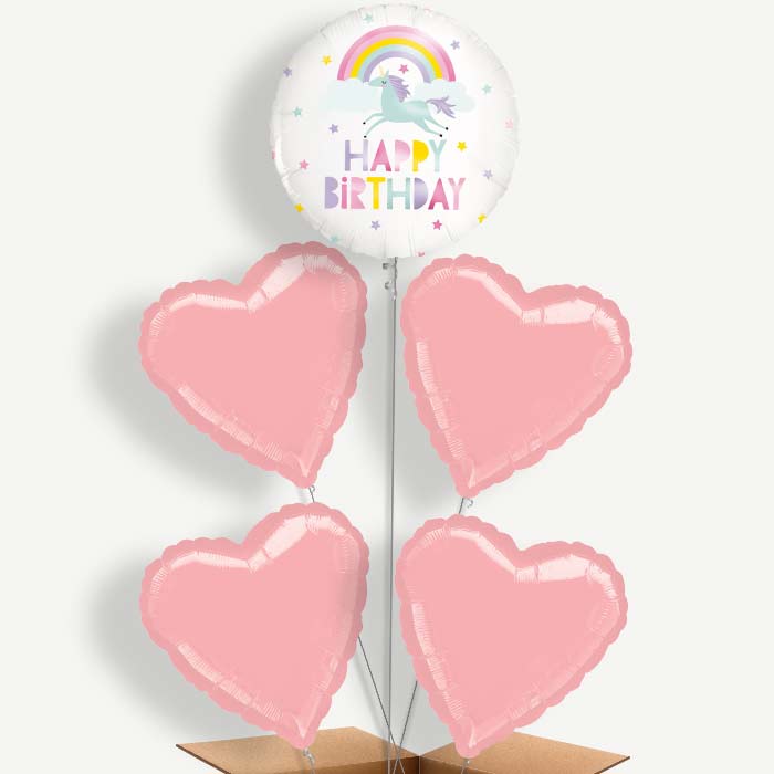 Rainbow Unicorn Happy Birthday Helium Cluster Balloons | Party Save Smile