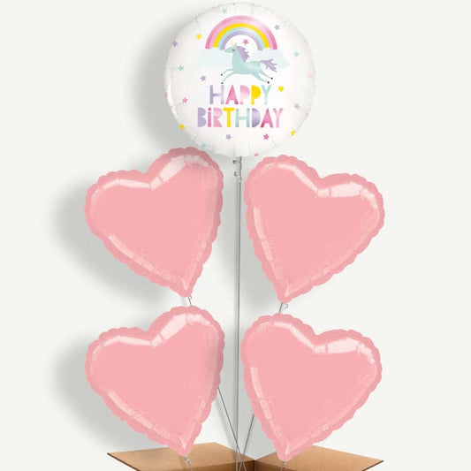 Rainbow Unicorn Happy Birthday Helium Cluster Balloons | Party Save Smile