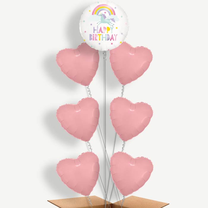 Rainbow Unicorn Happy Birthday Helium Balloon Arrangement | Party Save Smile