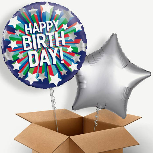 Shooting Stars Happy Birthday Helium Balloon Couple | Party Save Smile