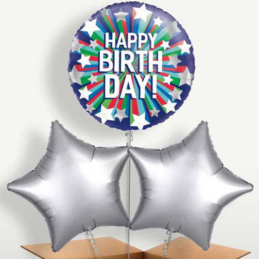 Shooting Stars Happy Birthday Helium Bunch of Balloons | Party Save Smile