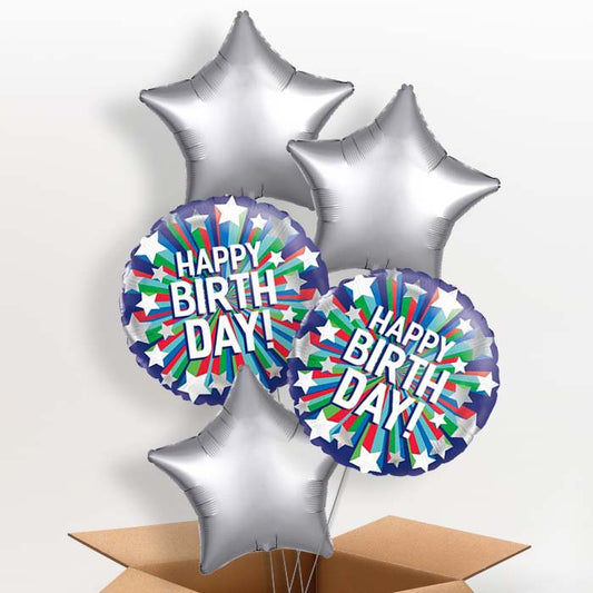 Shooting Stars Happy Birthday Helium Balloon in a Box - 5 Balloon | Party Save Smile