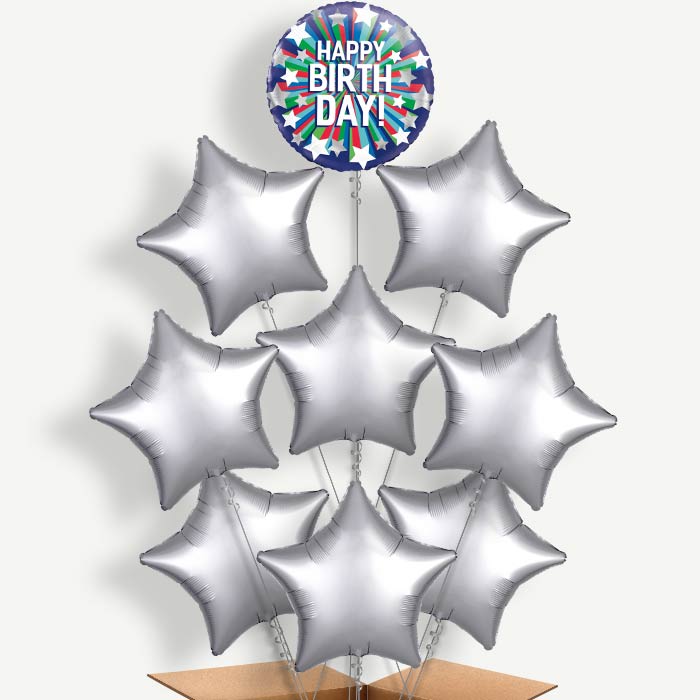 Shooting Stars Happy Birthday Helium Balloon Bundle | Party Save Smile
