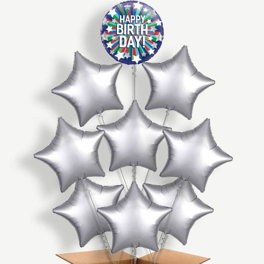 Shooting Stars Happy Birthday Helium Balloon Bundle | Party Save Smile