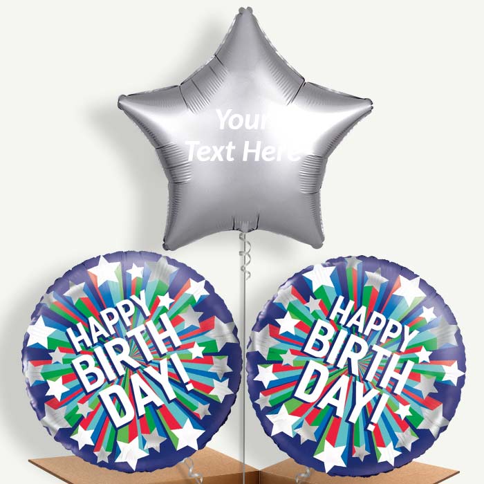Personalisable Shooting Stars Happy Birthday Helium Balloons | Party Save Smile
