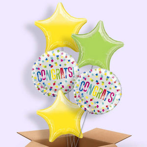 Colourful Congratulations Helium Balloon in a Box
