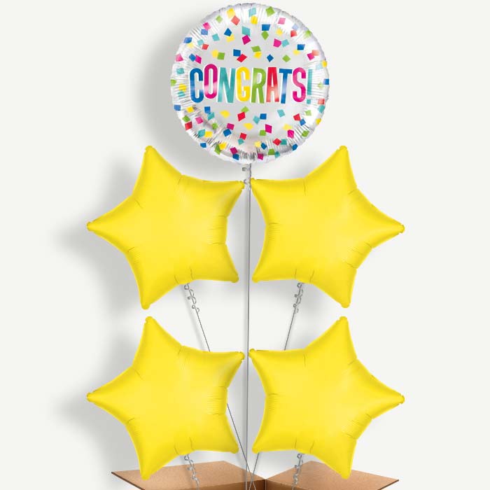 Colourful Congratulations Helium Cluster Balloons | Party Save Smile