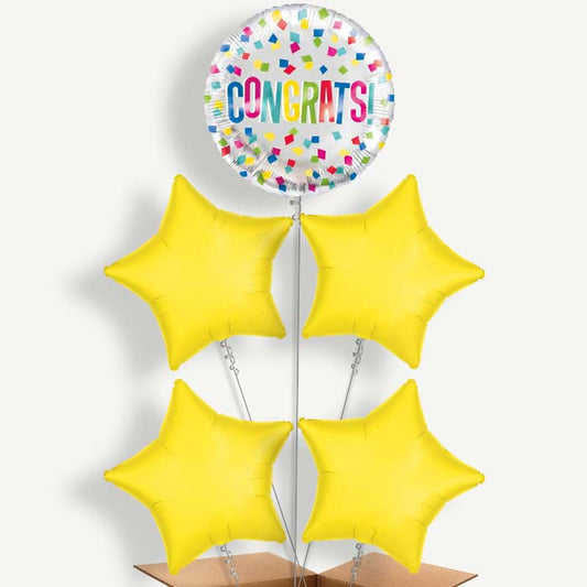 Colourful Congratulations Helium Cluster Balloons | Party Save Smile