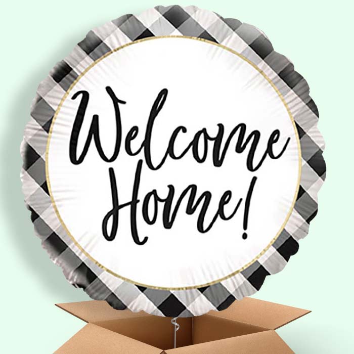 Black Gingham Welcome Home Helium Balloons Delivered - 1 Balloon | Party Save Smile