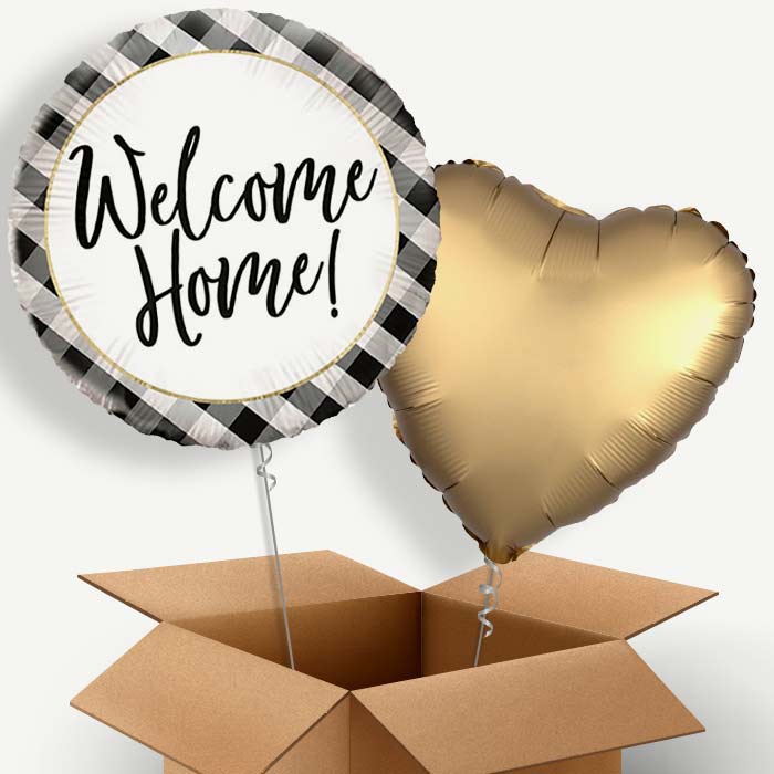 Black Gingham Welcome Home Helium Balloon Two | Party Save Smile