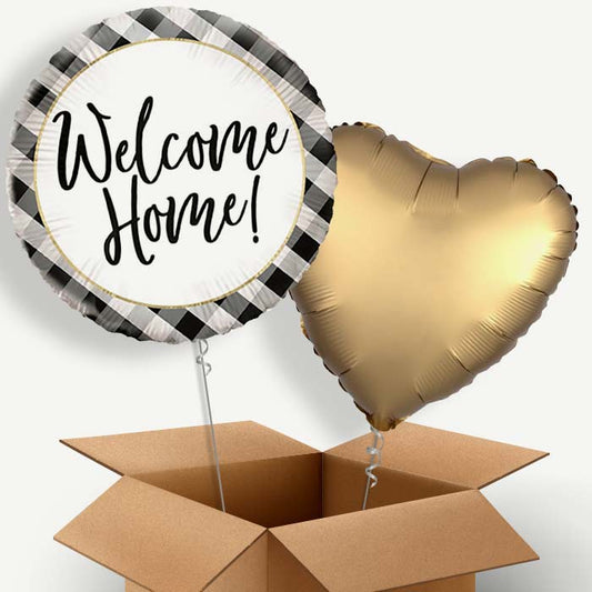 Black Gingham Welcome Home Helium Balloon Two | Party Save Smile