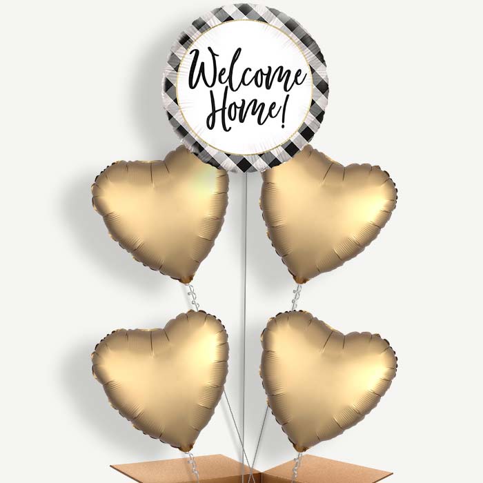 Black Gingham Welcome Home 5 Helium Cluster Balloons | Party Save Smile