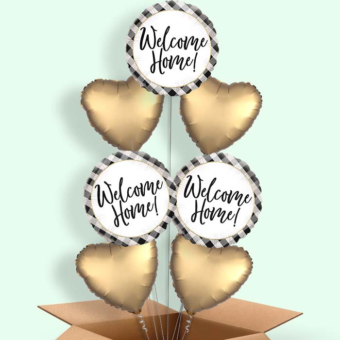 Black Gingham Welcome Home Helium Balloons Delivered - 7 Balloons | Party Save Smile