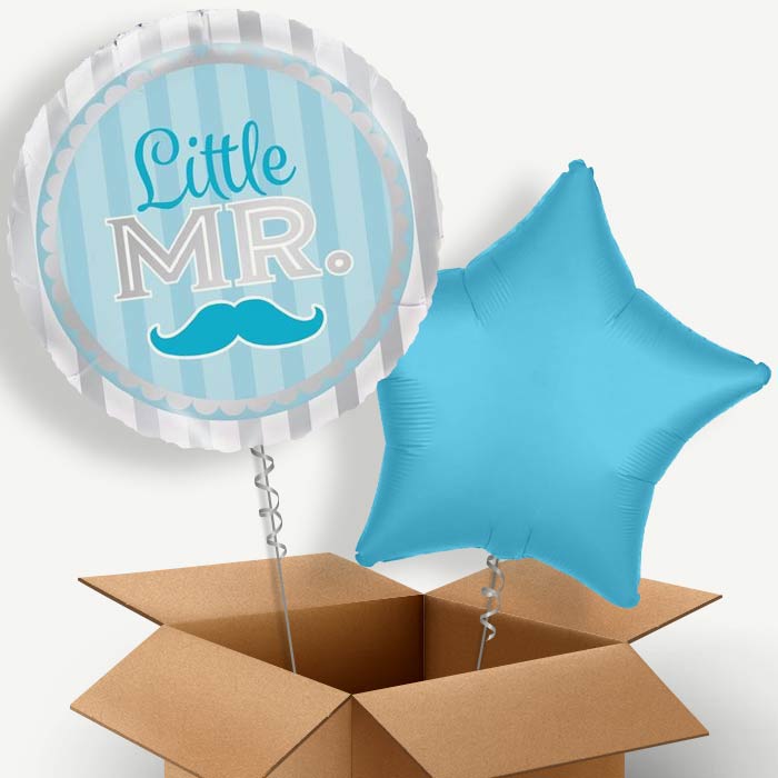 Little Mr Baby Shower Helium Balloon Pair | Party Save Smile