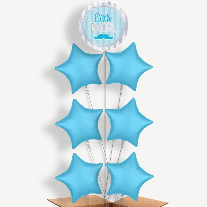 Little Mr Baby Shower Helium Balloon Arrangement | Party Save Smile