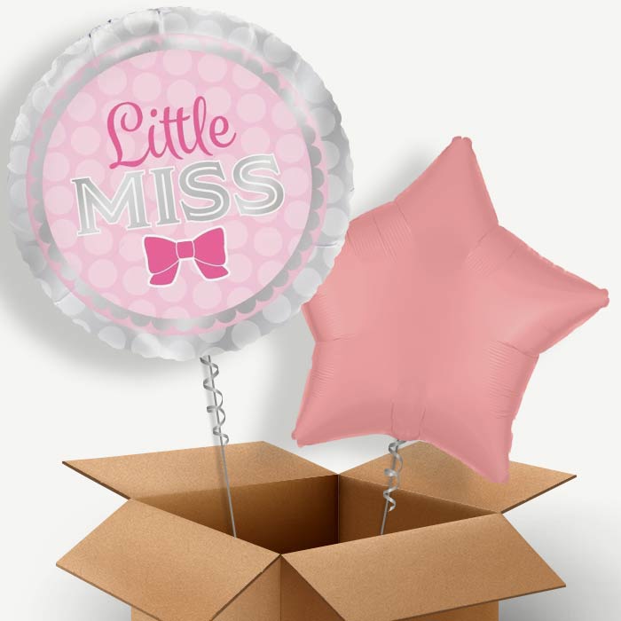 Little Miss Baby Shower Helium Balloon Pair | Party Save Smile