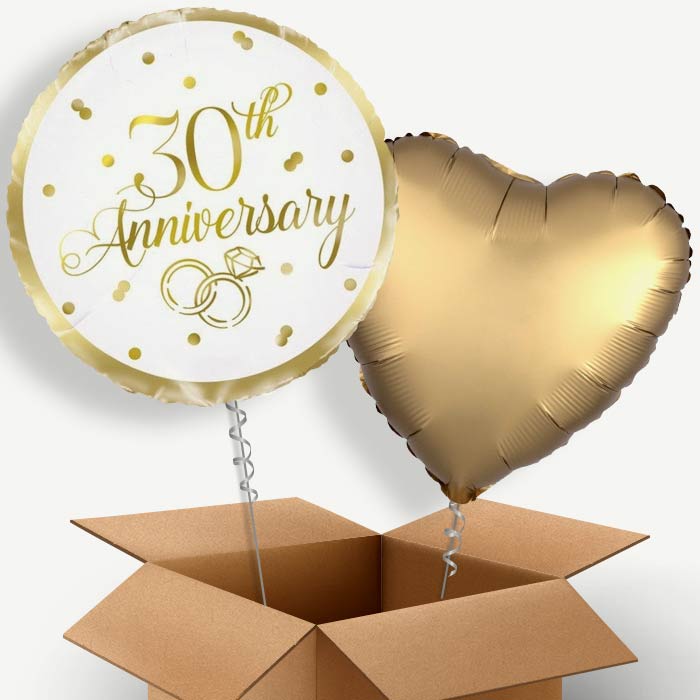 Gold 30th Anniversary Helium Balloon Duo | Party Save Smile